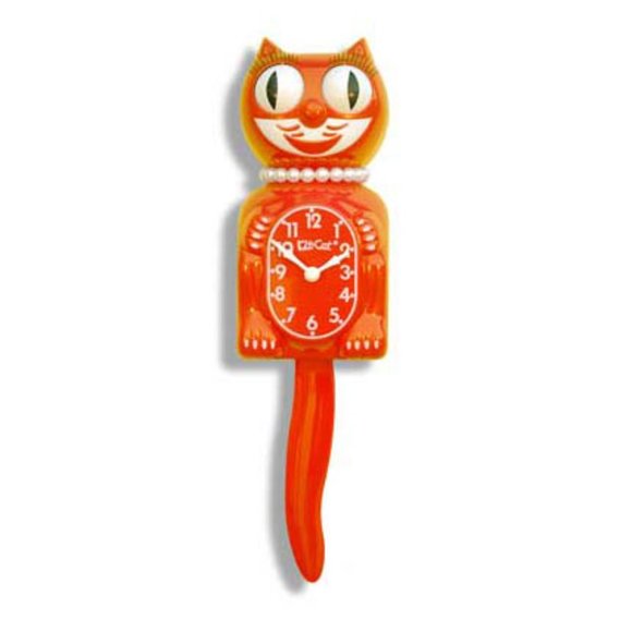 RARE VINTAGE Tangerine Tango Orange Lady Kit Cat Klock - Picture 1 of 2